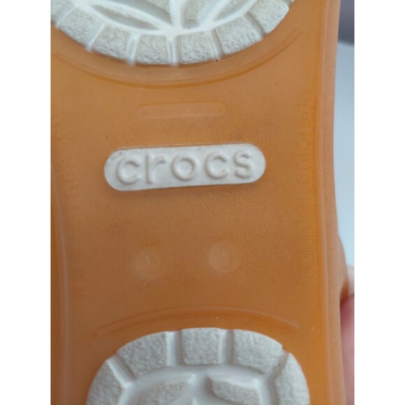 Crocs Adrina Sandals Women Shoes Jelly Flats Orange Rubber Peep Toe Sz 9 - Picture 6 of 6